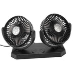 12V Double Head Electric Fan Double Control 3 Gears Strong Wind USB Charging Car Cooling Fan for Minivan Trucks