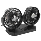 12V Double Head Electric Fan Double Control 3 Gears Strong Wind USB Charging Car Cooling Fan for Minivan Trucks