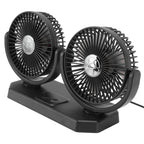 12V Double Head Electric Fan Double Control 3 Gears Strong Wind USB Charging Car Cooling Fan for Minivan Trucks