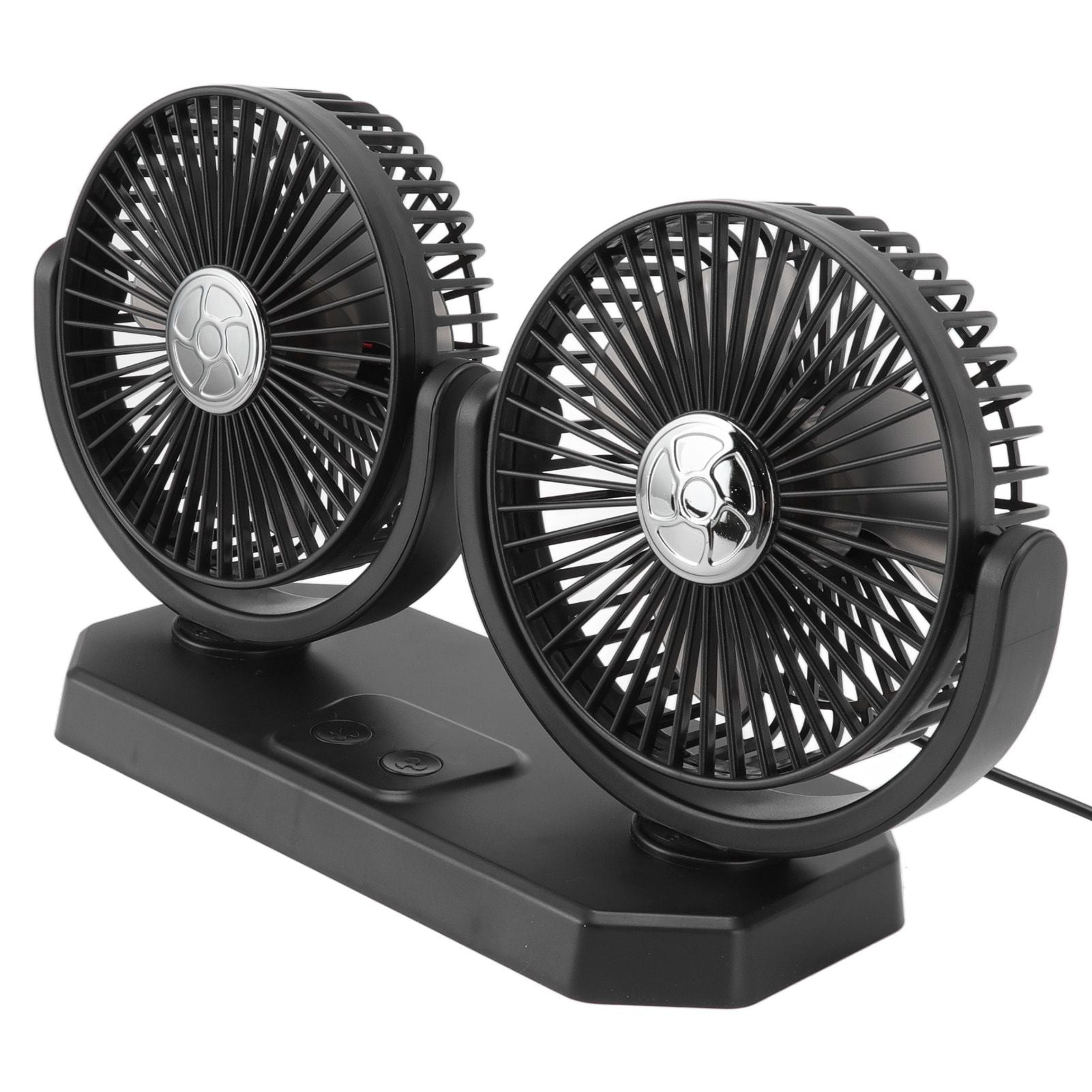 12V Double Head Electric Fan Double Control 3 Gears Strong Wind USB Charging Car Cooling Fan for Minivan Trucks