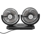 12V Double Head Electric Fan Double Control 3 Gears Strong Wind USB Charging Car Cooling Fan for Minivan Trucks
