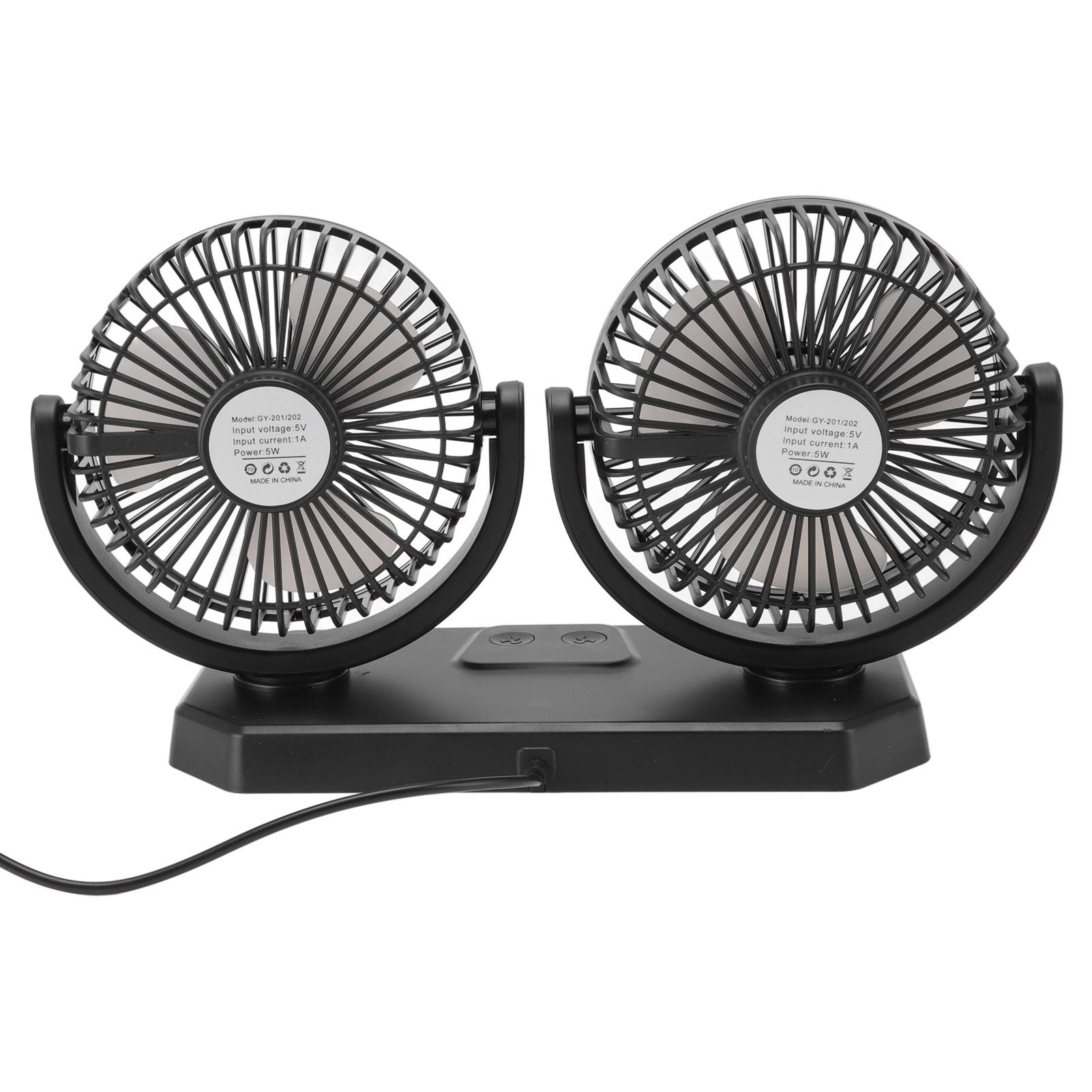 12V Double Head Electric Fan Double Control 3 Gears Strong Wind USB Charging Car Cooling Fan for Minivan Trucks