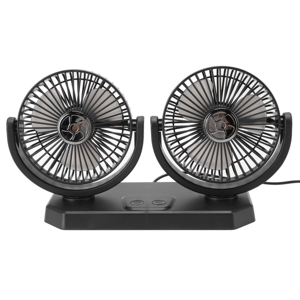 12V Double Head Electric Fan Double Control 3 Gears Strong Wind USB Charging Car Cooling Fan for Minivan Trucks