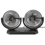 12V Double Head Electric Fan Double Control 3 Gears Strong Wind USB Charging Car Cooling Fan for Minivan Trucks