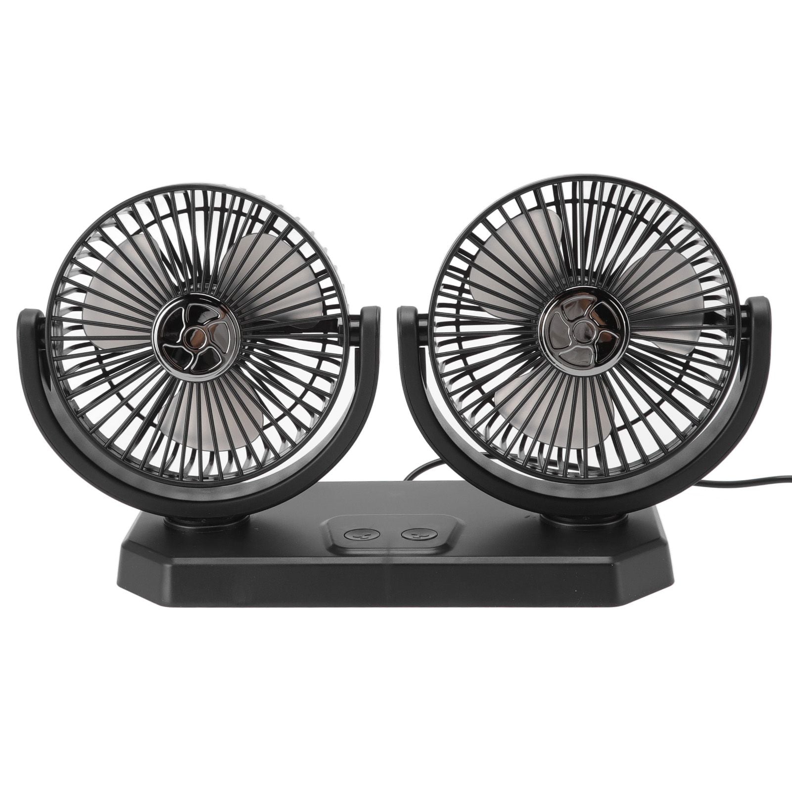 12V Double Head Electric Fan Double Control 3 Gears Strong Wind USB Charging Car Cooling Fan for Minivan Trucks