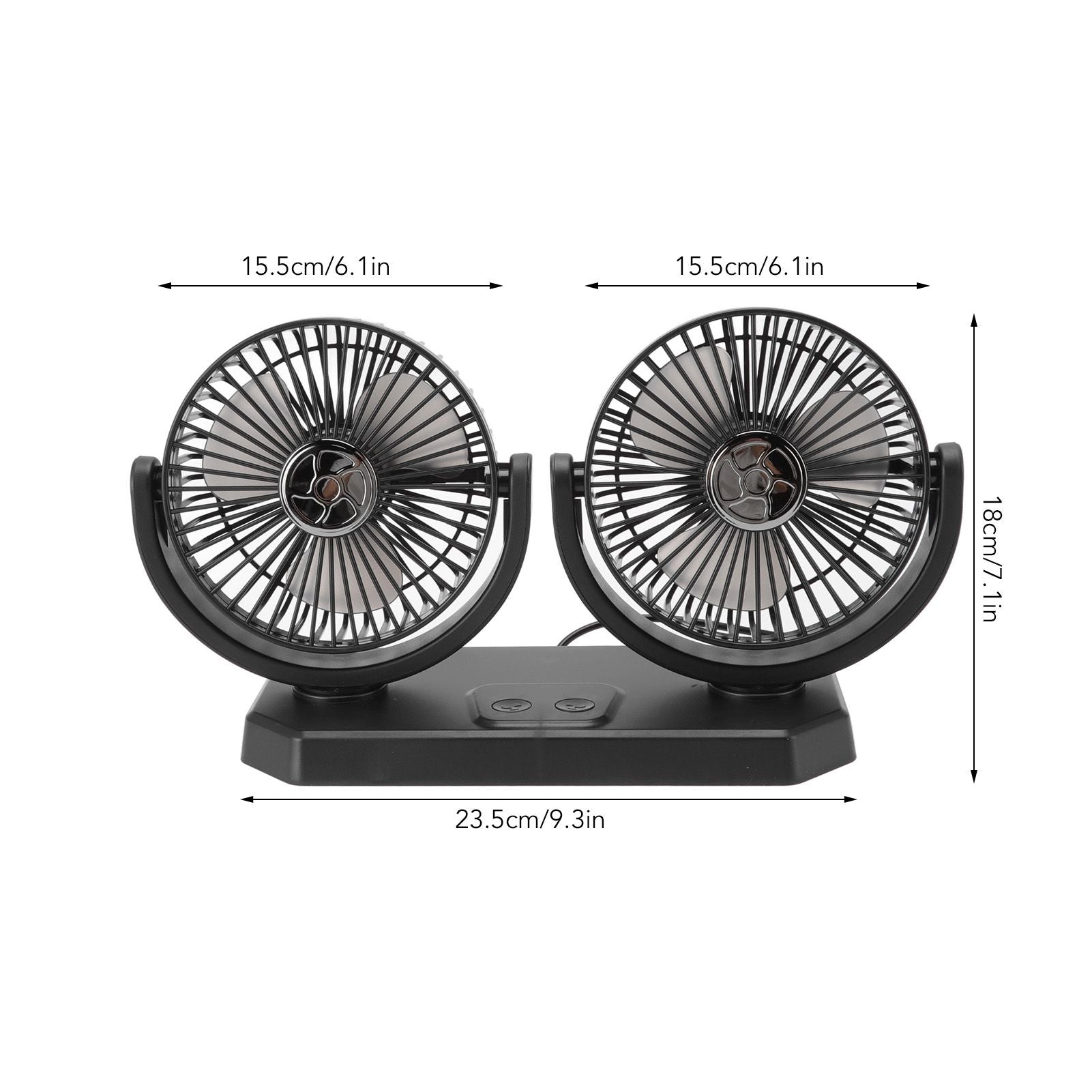 12V Double Head Electric Fan Double Control 3 Gears Strong Wind USB Charging Car Cooling Fan for Minivan Trucks