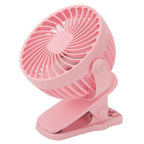 Clip On Fan ABS 720 Degree 3 Gears Noiseless USB Battery Powered Mini Fan for Desktop Office Dormitory Pink