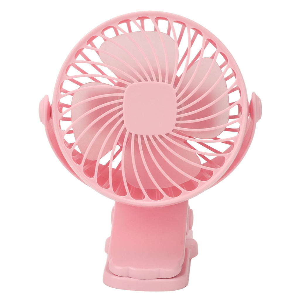 Clip On Fan ABS 720 Degree 3 Gears Noiseless USB Battery Powered Mini Fan for Desktop Office Dormitory Pink