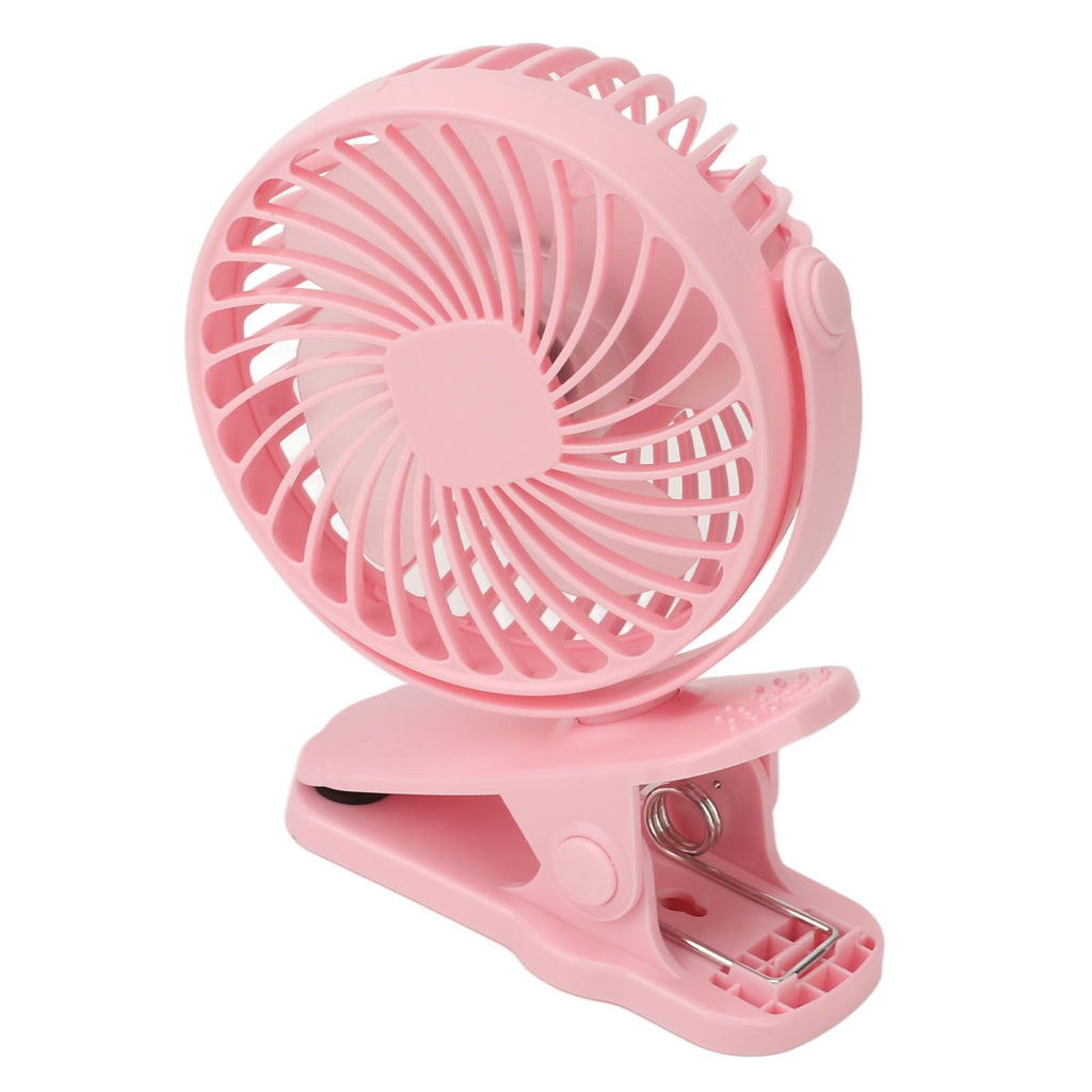 Clip On Fan ABS 720 Degree 3 Gears Noiseless USB Battery Powered Mini Fan for Desktop Office Dormitory Pink