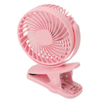 Clip On Fan ABS 720 Degree 3 Gears Noiseless USB Battery Powered Mini Fan for Desktop Office Dormitory Pink