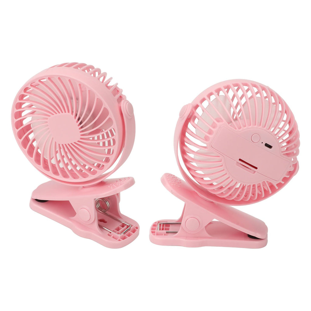 Clip On Fan ABS 720 Degree 3 Gears Noiseless USB Battery Powered Mini Fan for Desktop Office Dormitory Pink