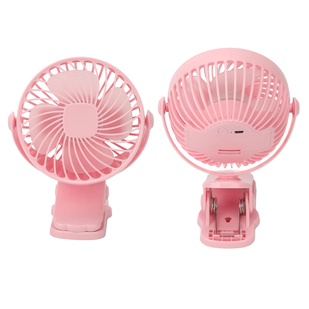 Clip On Fan ABS 720 Degree 3 Gears Noiseless USB Battery Powered Mini Fan for Desktop Office Dormitory Pink