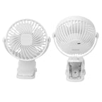 Clip On Fan ABS 720 Degree 3 Gears Noiseless USB Battery Powered Mini Fan for Desktop Office Dormitory White