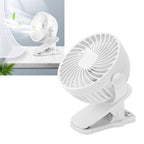 Clip On Fan ABS 720 Degree 3 Gears Noiseless USB Battery Powered Mini Fan for Desktop Office Dormitory White