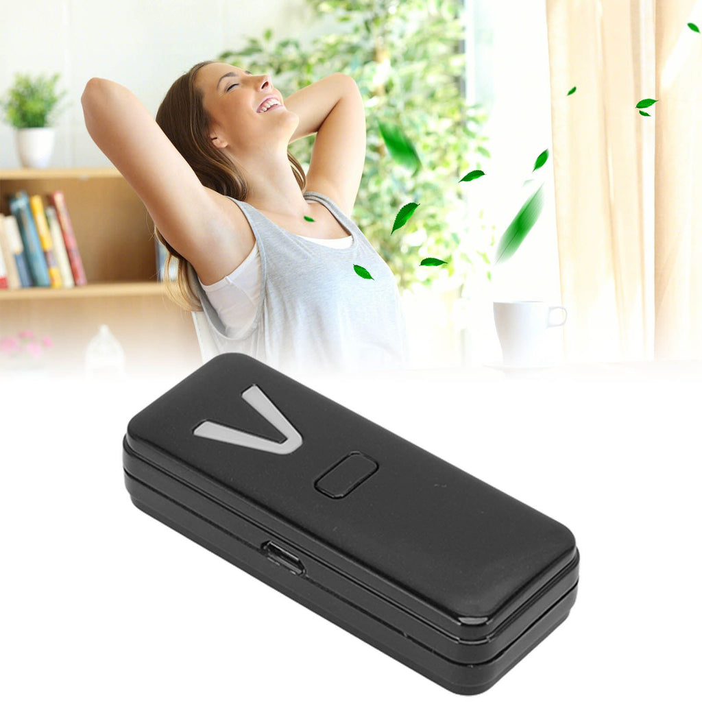 Wearable Air Purifier Multifunction Rechargeable Mini Portable Negative Ion Generator for Indoor Outdoor Metal Black