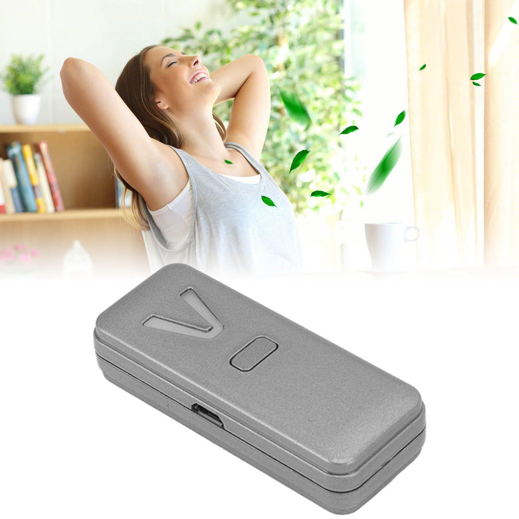 Wearable Air Purifier Multifunction Rechargeable Mini Portable Negative Ion Generator for Indoor Outdoor Metal Silver