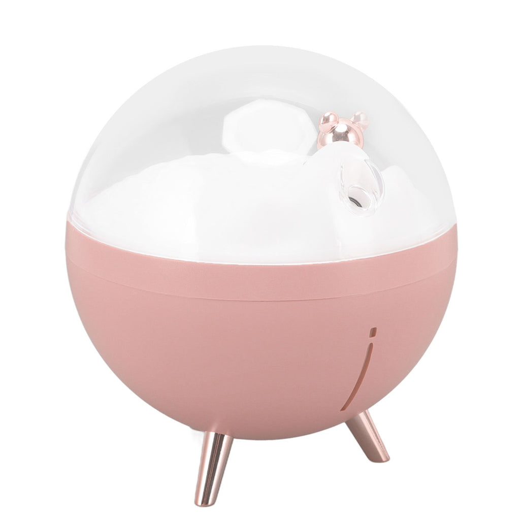 260ml Air Humidifier Space Bear Designed ABS with Night Light USB Charging Mini Mist Diffusor for Home Children Pink