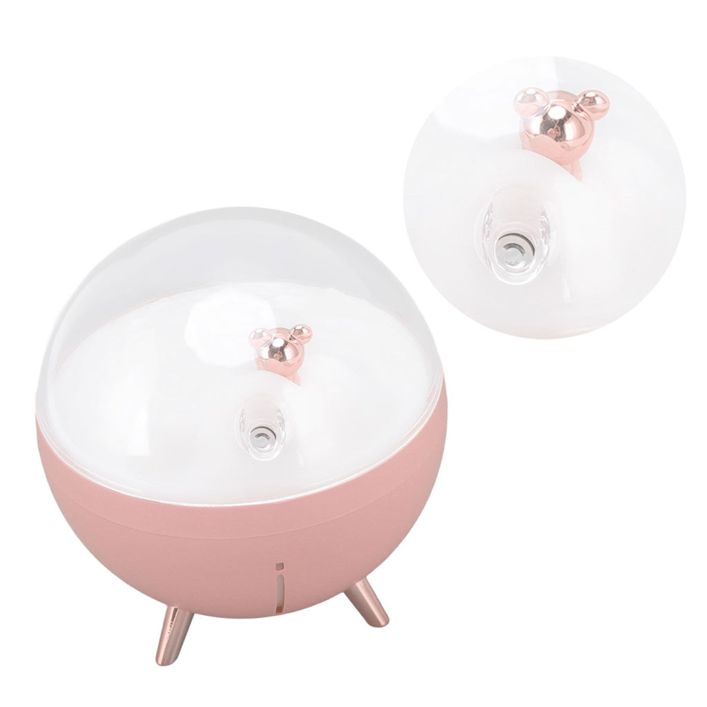 260ml Air Humidifier Space Bear Designed ABS with Night Light USB Charging Mini Mist Diffusor for Home Children Pink