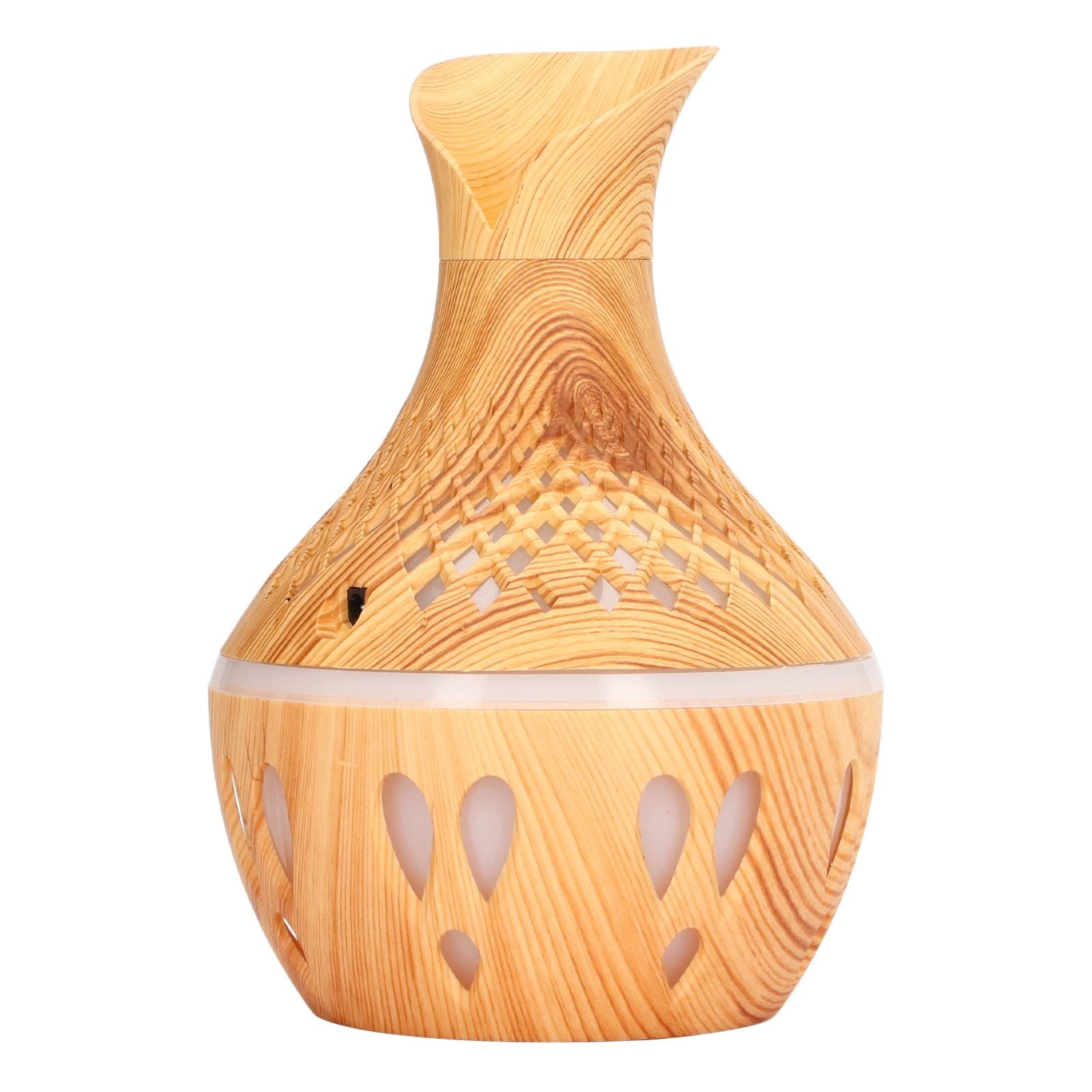 Aromatherapy Humidifier 300ml Wood Grain Design USB Powered Desktop Humidifier with LED Color Light for Home