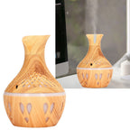 Aromatherapy Humidifier 300ml Wood Grain Design USB Powered Desktop Humidifier with LED Color Light for Home