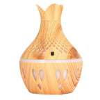 Aromatherapy Humidifier 300ml USB Powered Wood Grain Desktop Humidifier with LED Color Light for Home Bedroom