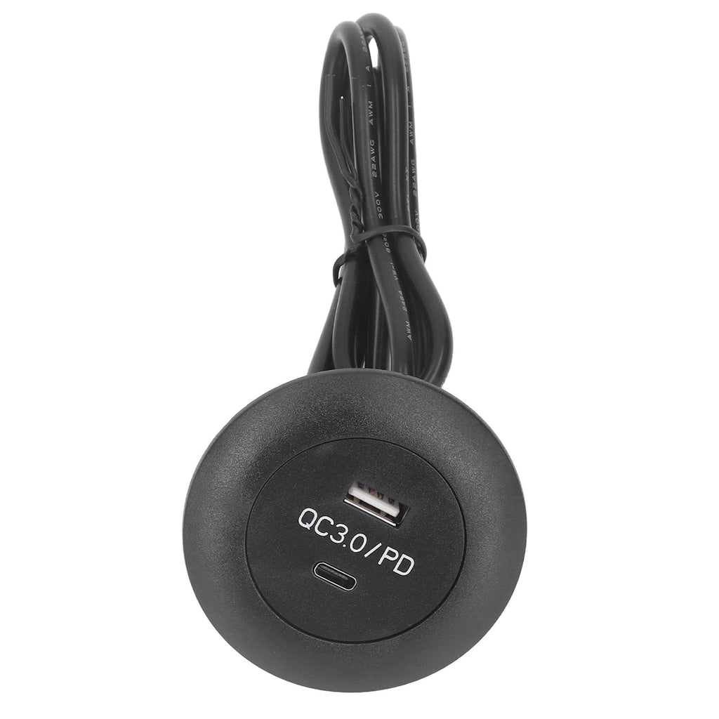 Embedded Charging Round Port QC3.0 Fast Charging Phone Desktop Charger Station for Home 12‑30V 30W Black
