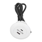 Embedded Charging Round Port QC3.0 Fast Charging Phone Desktop Charger Station for Home 12‑30V 30W White
