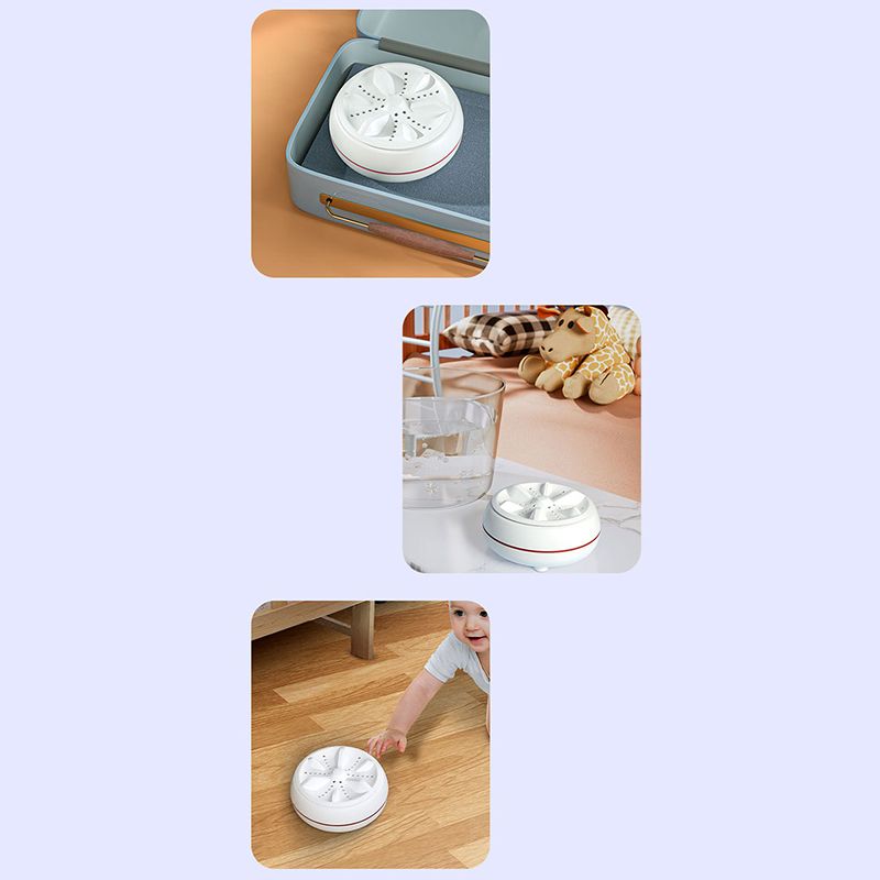 Mini Washing Machine High Power Portable Powerful Cleaning Ultrasonic Turbo Folding Travel Washing Machine Cowhide Box White
