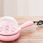 Multifunctional 2 in 1 Egg Cooker Non Stick Egg Frying Pan Egg Boiler Automatic Off Egg Boiler Machine for Home Dormitory Pink