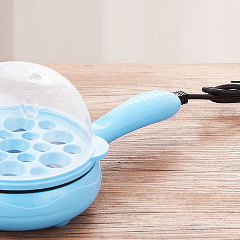Multifunctional 2 in 1 Egg Cooker Non Stick Egg Frying Pan Egg Boiler Automatic Off Egg Boiler Machine for Home Dormitory Blue