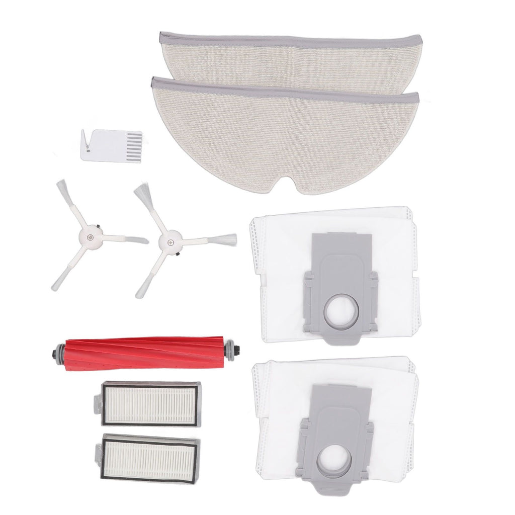 Vacuum Cleaner Main and Side Brush Replacement Set with Filter Cleaning Mop and Dust Bag for Roborock T8