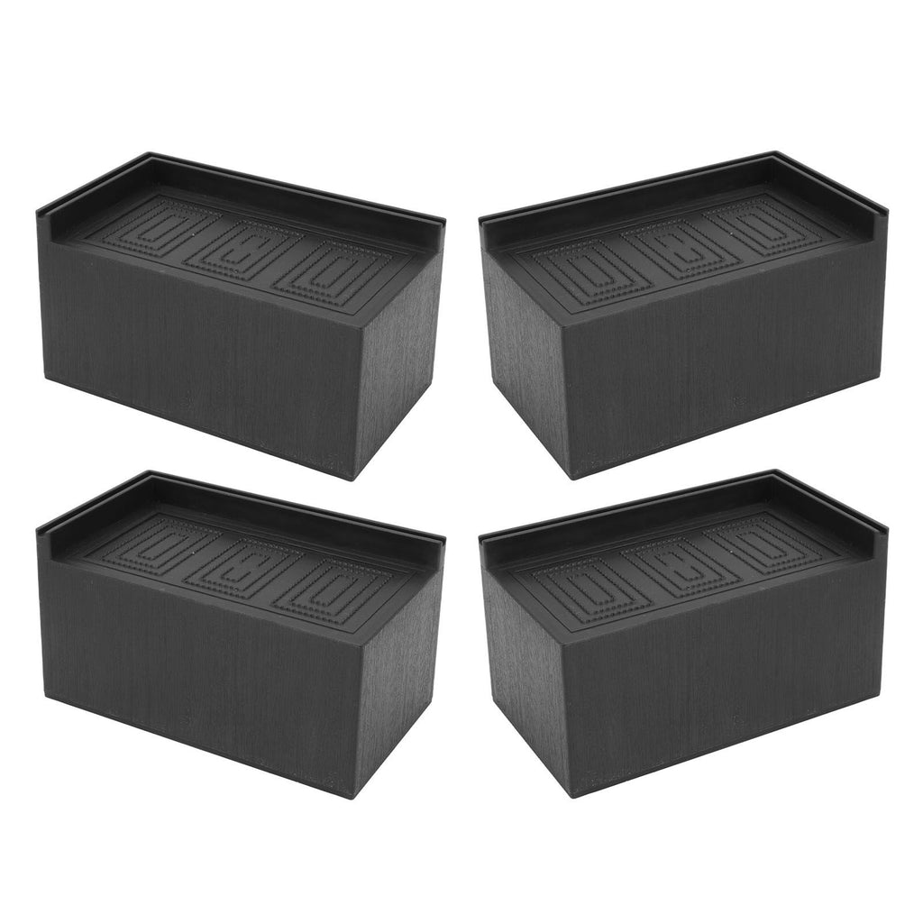 4pcs Furniture Riser Black Enlarged Widened Rectangle Rubber 3in Furniture Leg Mat for Home