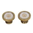 2 Sets Antique Furniture Hardware Handle Knob Zinc Alloy Round Single Hole Cabinet Door Handle Copper White
