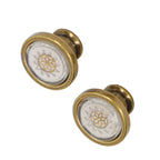 2 Sets Antique Furniture Hardware Handle Knob Zinc Alloy Round Single Hole Cabinet Door Handle Copper White