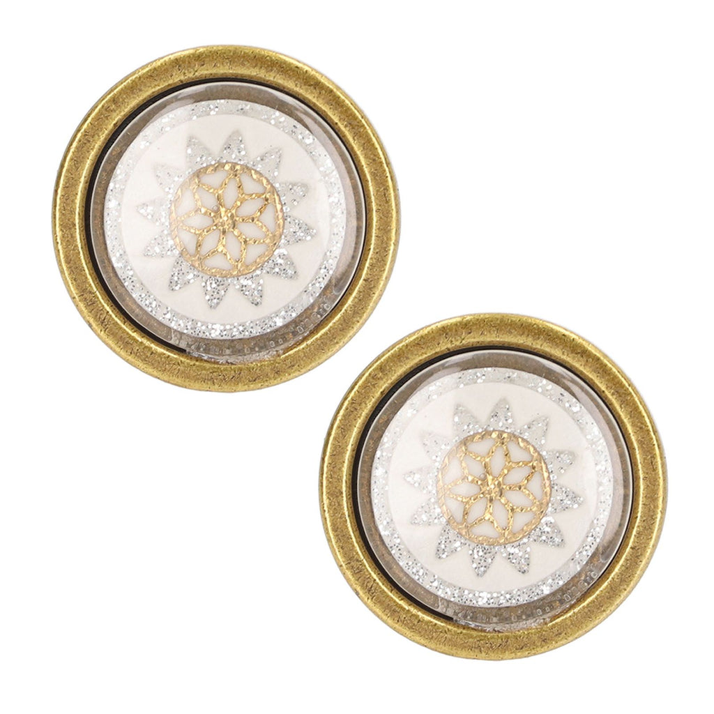 2 Sets Antique Furniture Hardware Handle Knob Zinc Alloy Round Single Hole Cabinet Door Handle Copper White