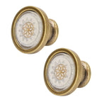 2 Sets Antique Furniture Hardware Handle Knob Zinc Alloy Round Single Hole Cabinet Door Handle Copper White