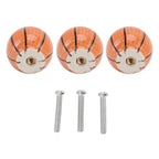3 Set Basketball Cabinet Kitchen Home Knobs Ball Type Single Hole Drawer Ceramic Handle