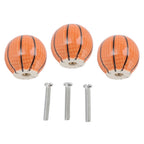 3 Set Basketball Cabinet Kitchen Home Knobs Ball Type Single Hole Drawer Ceramic Handle