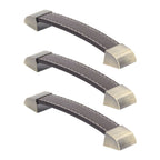 3Pcs Wardrobe Door Leather Handle Antique Drawer Pull Handle Luggage Wine Box Handle Brown