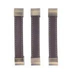 3Pcs Wardrobe Door Leather Handle Antique Drawer Pull Handle Luggage Wine Box Handle Brown