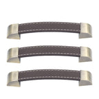 3Pcs Wardrobe Door Leather Handle Antique Drawer Pull Handle Luggage Wine Box Handle Brown
