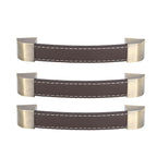 3Pcs Wardrobe Door Leather Handle Antique Drawer Pull Handle Luggage Wine Box Handle Brown