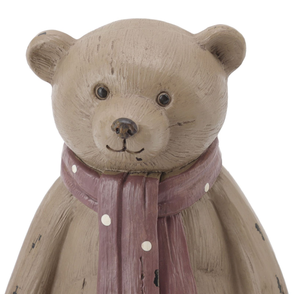 Scarf Bear Ornament Exquisite Workmanship Resin Bear Statue with Antislip Soft Rubber Pad for Living Room Porch
