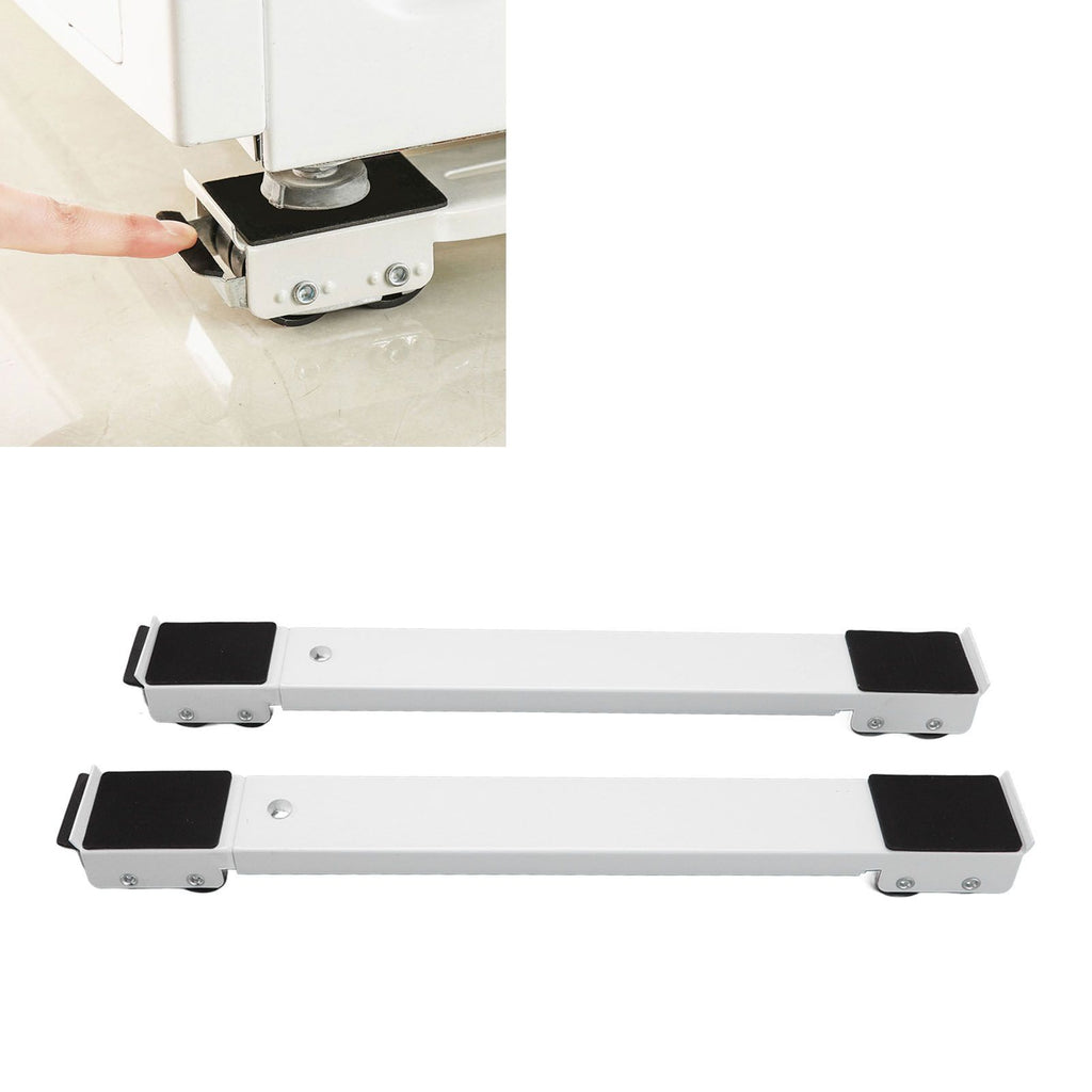2 Sets Mobile Roller Bracket Furniture Raised Base Moving Wheels for Refrigerator Washing Machine White
