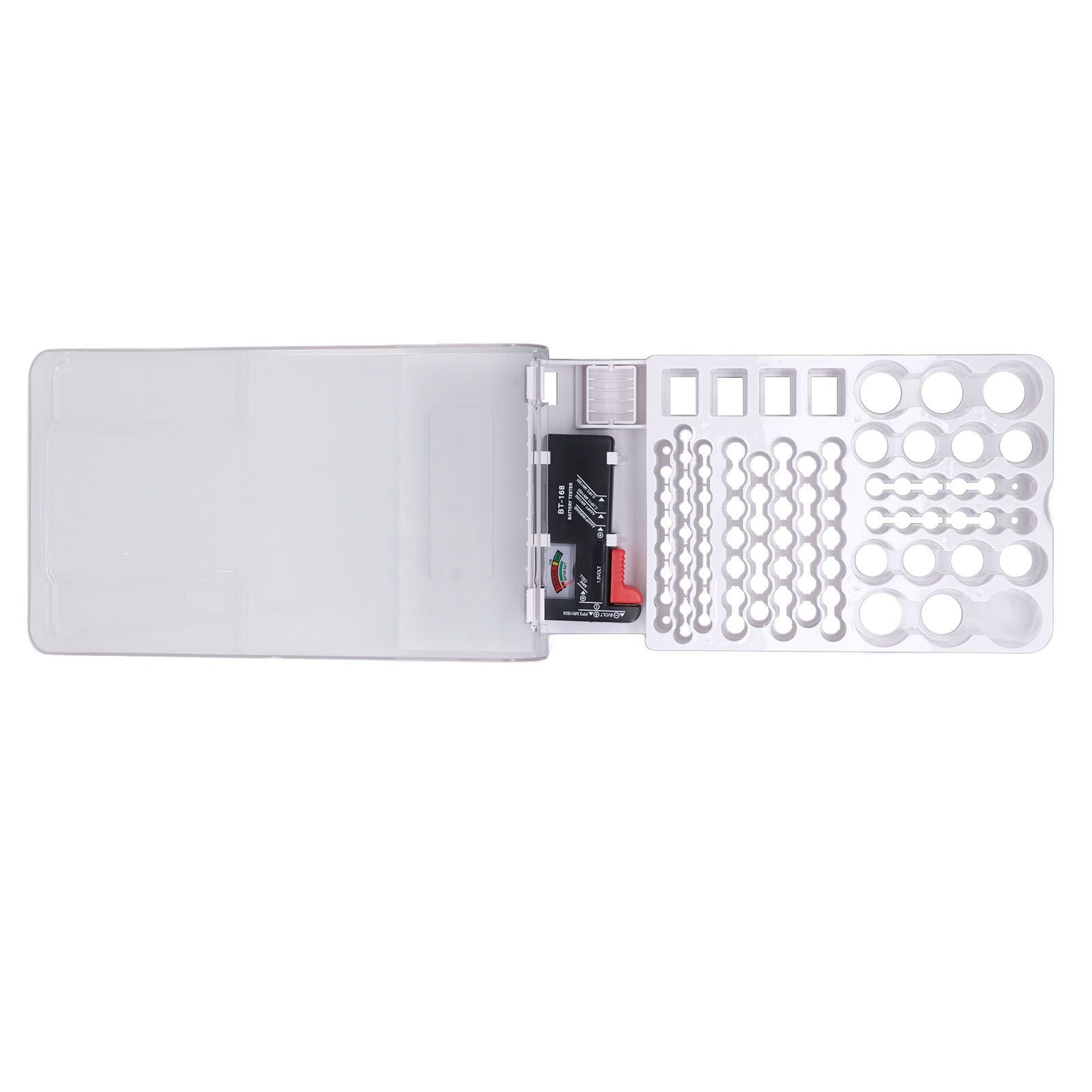 Battery Storage Box Soft Padding Battery Carrying Case with Capacity Test Instrument
