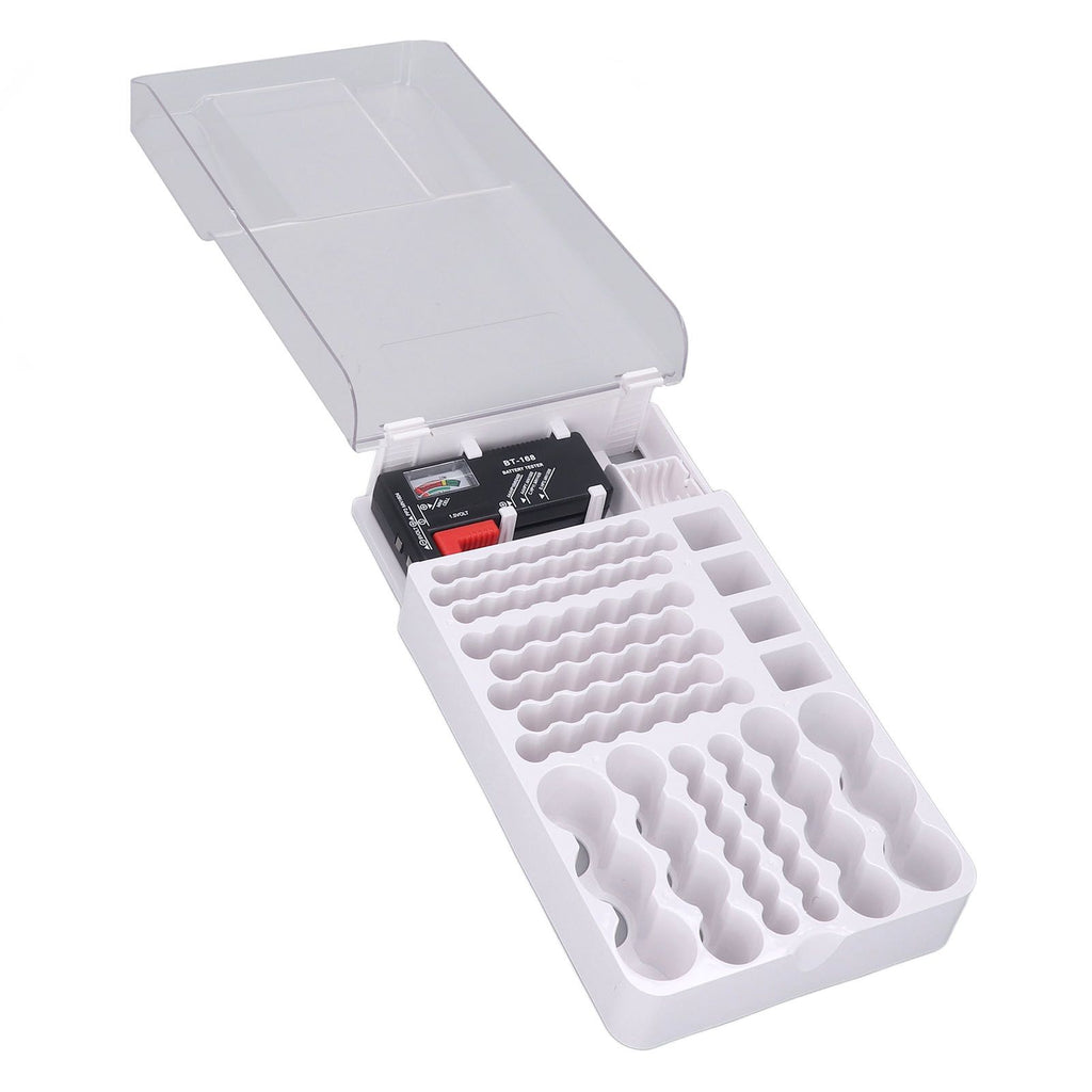 Battery Storage Box Soft Padding Battery Carrying Case with Capacity Test Instrument