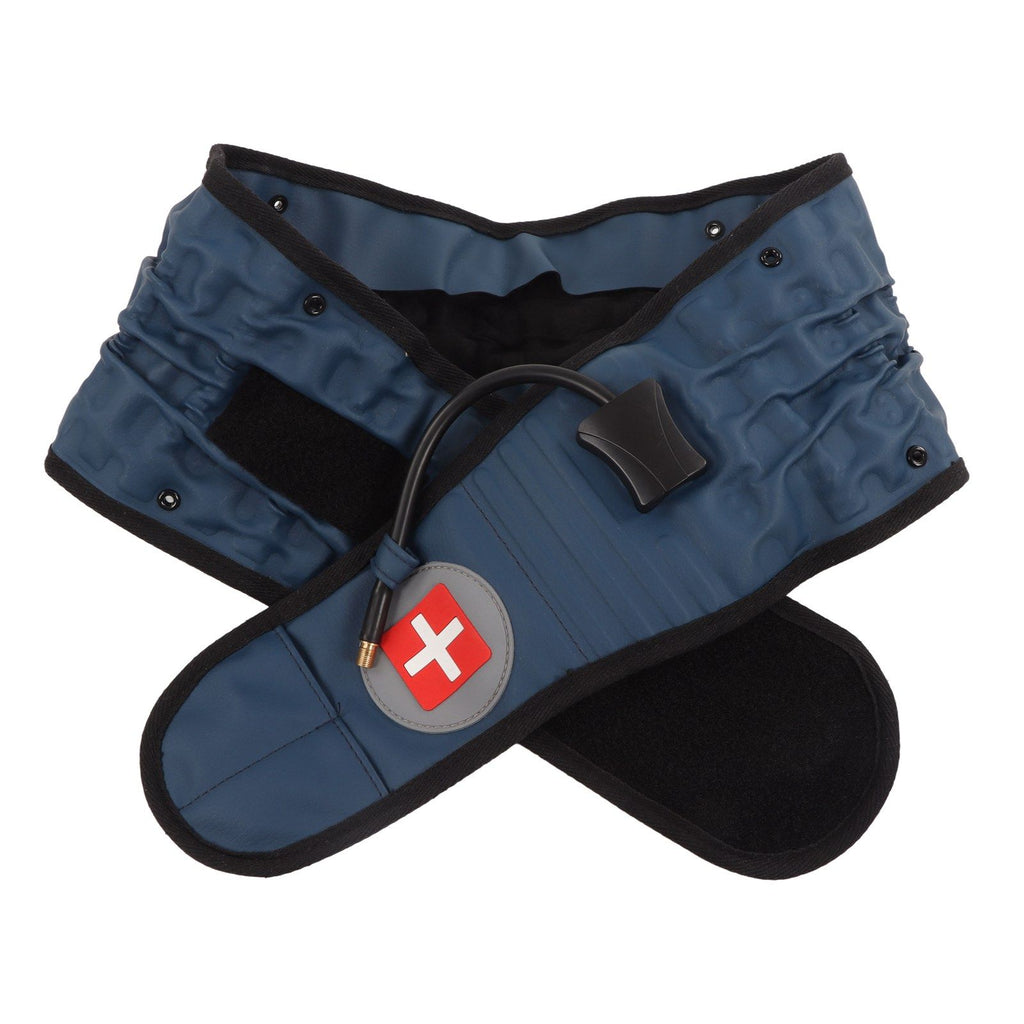 Back Decompression Belt Inflatable Relaxing Muscles Traction Function TPU Material Lower Back Support Device Blue Silver Inflator L