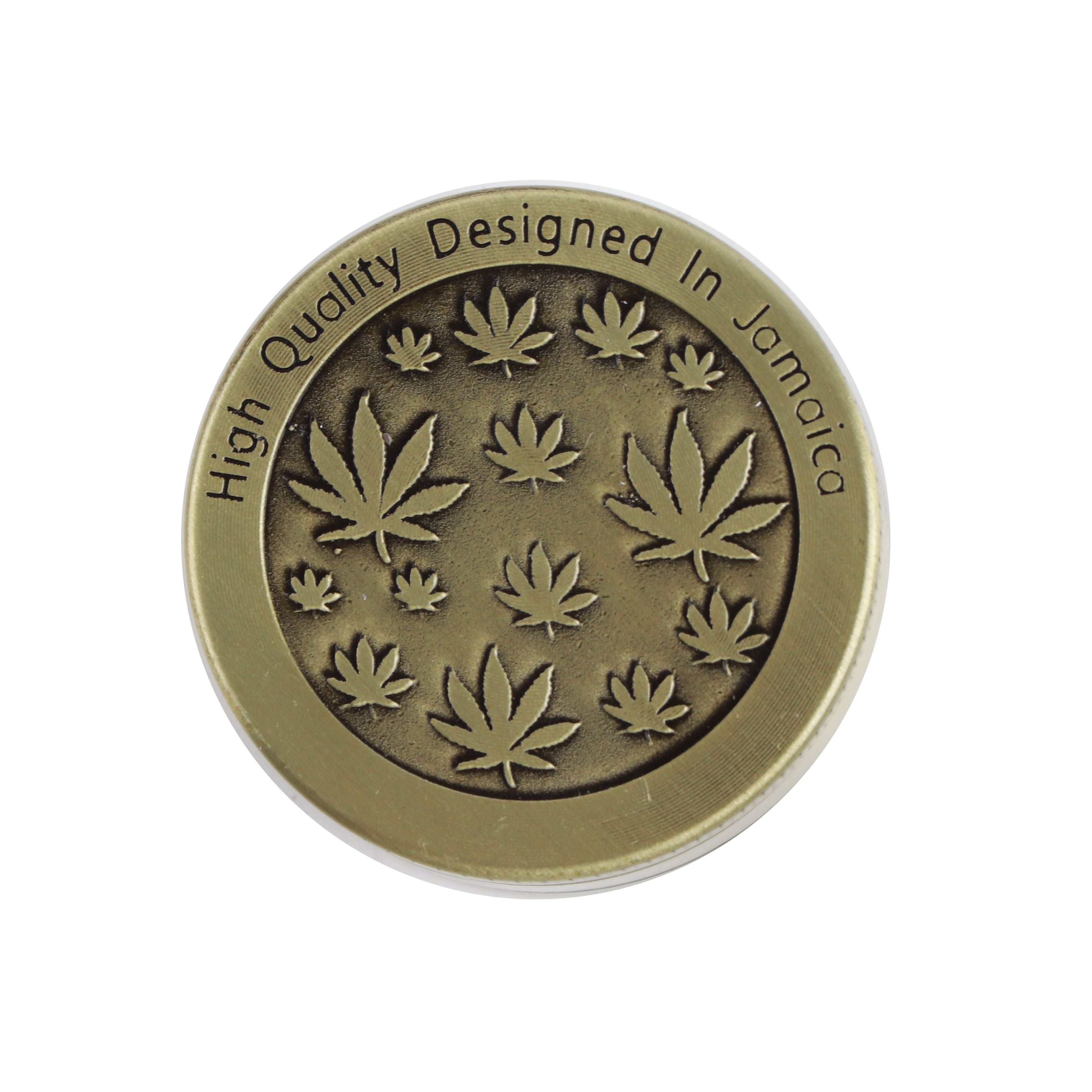 Leaf Pattern Grinder Colourful Zinc Alloy Manual Portable Abrader Crusher Grinding Tool Gift Dia 4CM 3 Floor Bronze