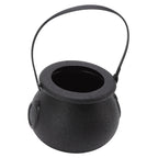 Candy Bucket Plastic Black Portable Cauldron Kettle Halloween Party Decoration with Handle for Kids