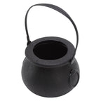 Candy Bucket Plastic Black Portable Cauldron Kettle Halloween Party Decoration with Handle for Kids